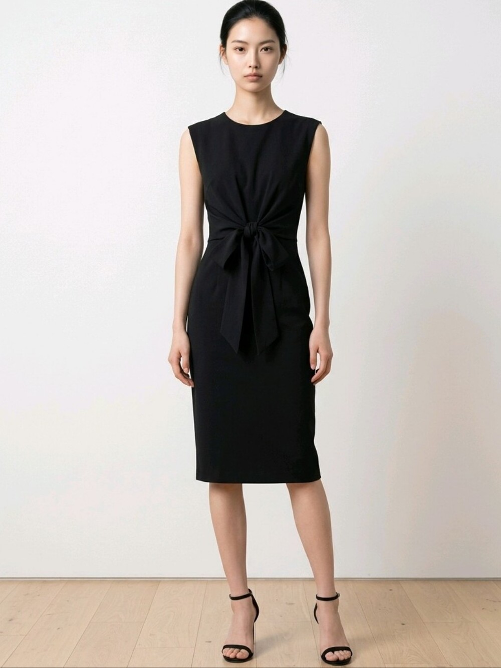 Modern Citizen Sleeveless Black Knot-Waist Sheath Dress Size XS Minimalist